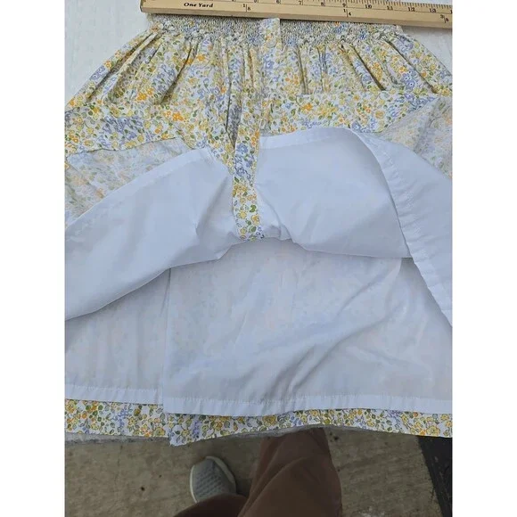 Kidiwi Paris Girls Floral Dress Size 5A Yellow Blue Smocked Waist Ruffle Sleeve - Picture 9 of 10